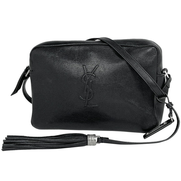 Yves Saint Laurent Lou Shoulder Bag Crossbody Fringe Leather Black - Picture 1 of 7